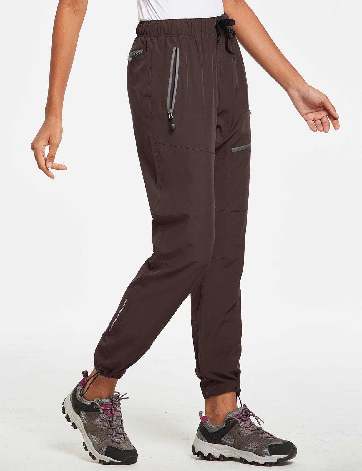 baleaf Travel Pants Women Hiking Long Tall Lightweight Quick Dry Water Resistant Cargo Pants 31'' Trip 31''-Trip Brown XS
