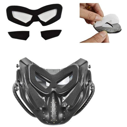 JFFCESTORE Original Creation Tactical Anti-Fog Airsoft Mask with Clear Lens Protective Full Face mask Dual Mode Wearing Design Adjustable Strap for Airsoft Paintball Cosplay C (Black Gray)