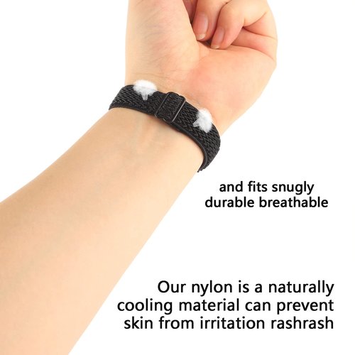 Adjustable Elastic Nylon Bands Compatible with Fitbit Alta and Alta HR Fitness Tracker, 2 Pack Braided Stretchy Wristband Accessory Bracelet Watch Strap Sport Replacement Band for Women Men (Wavy Black / Wavy Blue Purple)