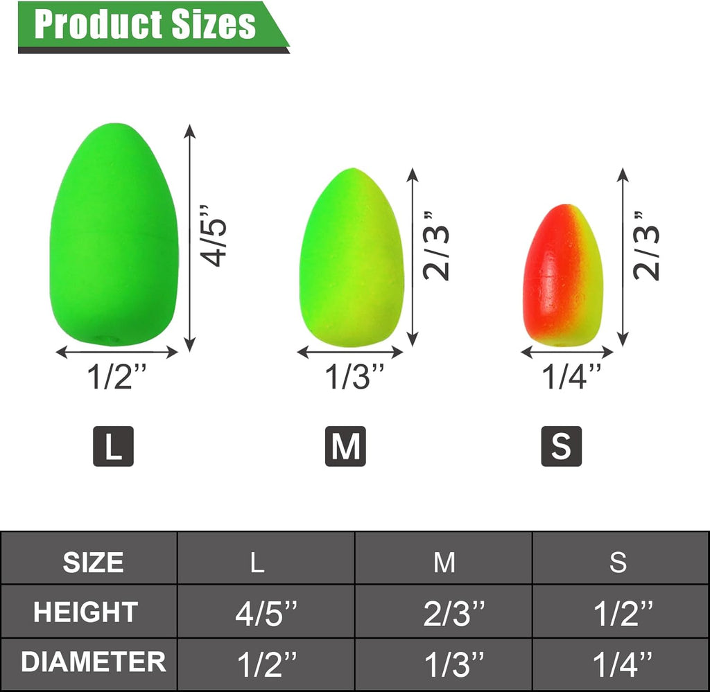 Skiennix Bullet Fishing Foam Floats - Durable Snell Float for Spinner Rig Making | 60 PCS Yellow