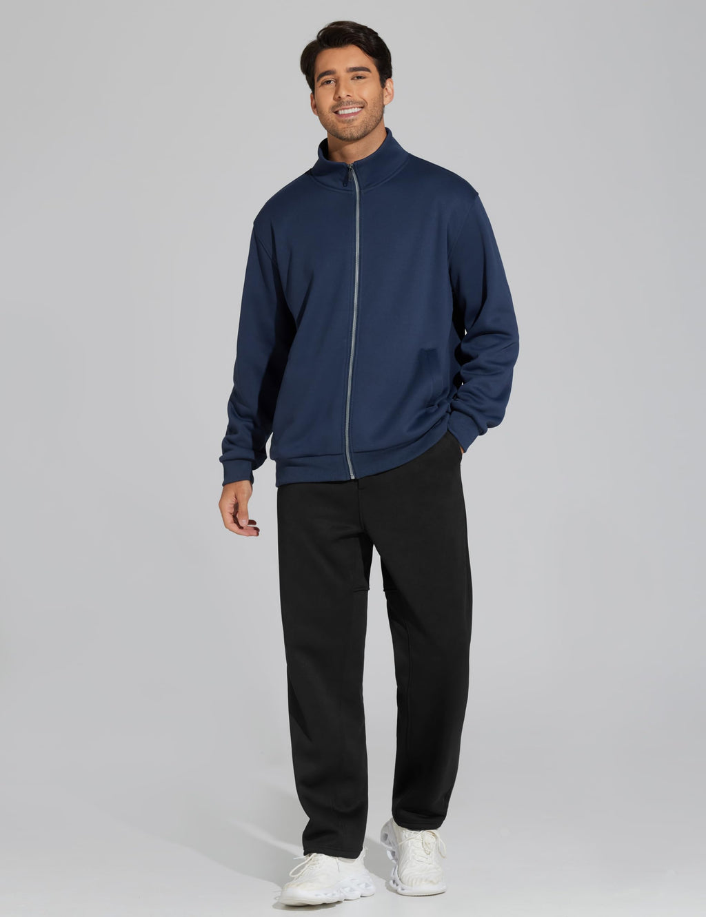 THE GYM PEOPLE Men's Baggy Sweatpants Fleece Drawstring Straight Leg Open Bottom Workout Pants with Pockets Black