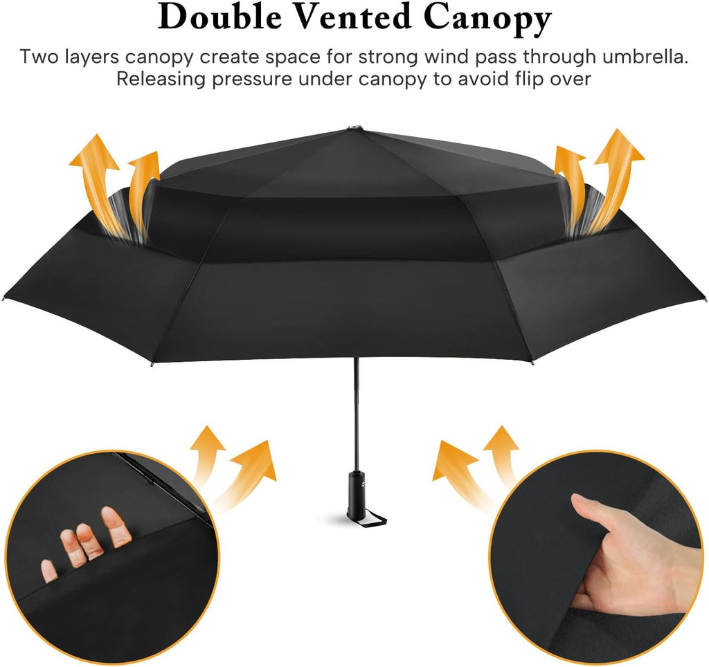 Skiennix Golf Umbrella - Oversized 54-Inch Double Layer Windproof Design | Compact & Automatic Open/Close