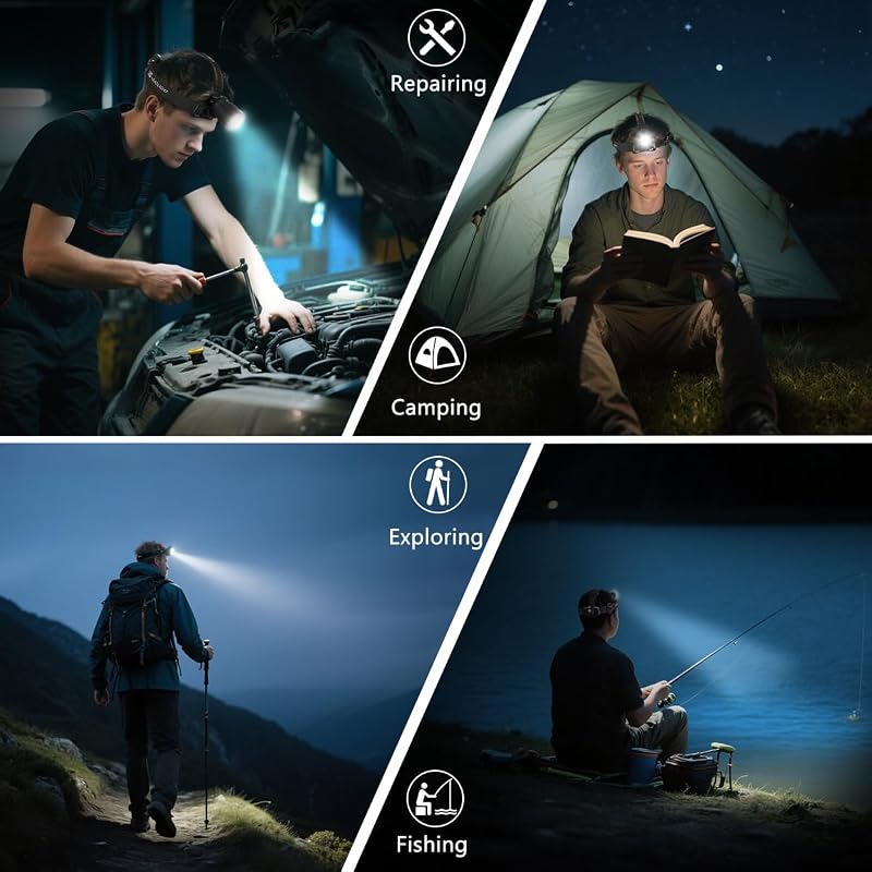 3Pack Ultra Bright LED Headlamp Rechargeable for Adults - 4 Modes, Adjustable Focus & 90° Head