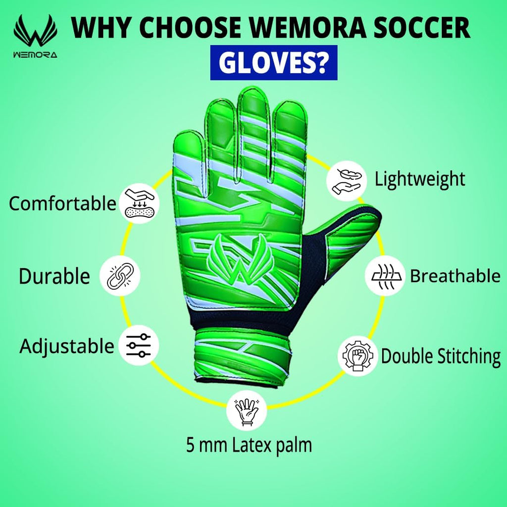 Soccer Goalie Gloves - 4mm Anti-Slip Grip for Kids & Youth | Strong Performance for Junior Players