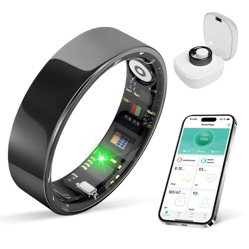 BIEMHA Smart Ring Health Tracker, Sleep/Exercise Monitoring, iOS/Android Compatible, IP68 Water Resistance, No Subscription Required, 5-Day Battery Life, Suitable for Both Women and Men (Black, 9)