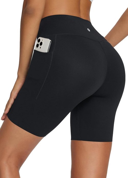 Baleaf Freeleaf Women's High Waist Biker Shorts - 8" with Pockets for Yoga & Gym Workouts