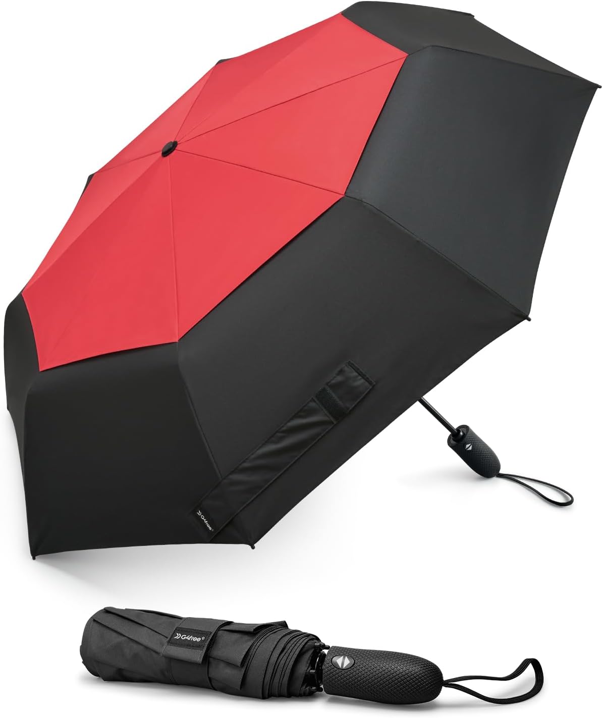 G4Free Windproof Travel Umbrella - 46-Inch Double Canopy, Automatic & Compact Design