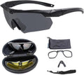 Skiennix Tactical Eyewear - Anti-Fog Shooting Glasses with 3 Interchangeable Lenses | Black & Khaki Frames