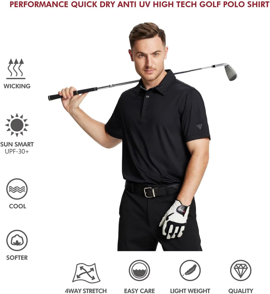 Skiennix Men's Polo Shirts - Stylish Dry Fit Performance Collared Golf Shirts | Short & Long Sleeve Options