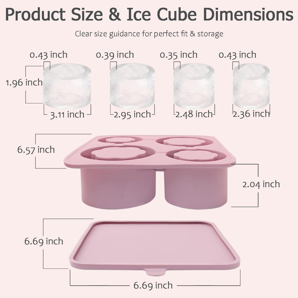Silicone Ice Cube Tray Compatible with Owala FreeSip Sway 30oz 40oz, FreeSip Tumbler 40oz,4 Size Hollow Ice Molds,BPA-Free Food-Grade Ice Mold for Tumbler Bottles & Cocktails(Lilac Bloom)