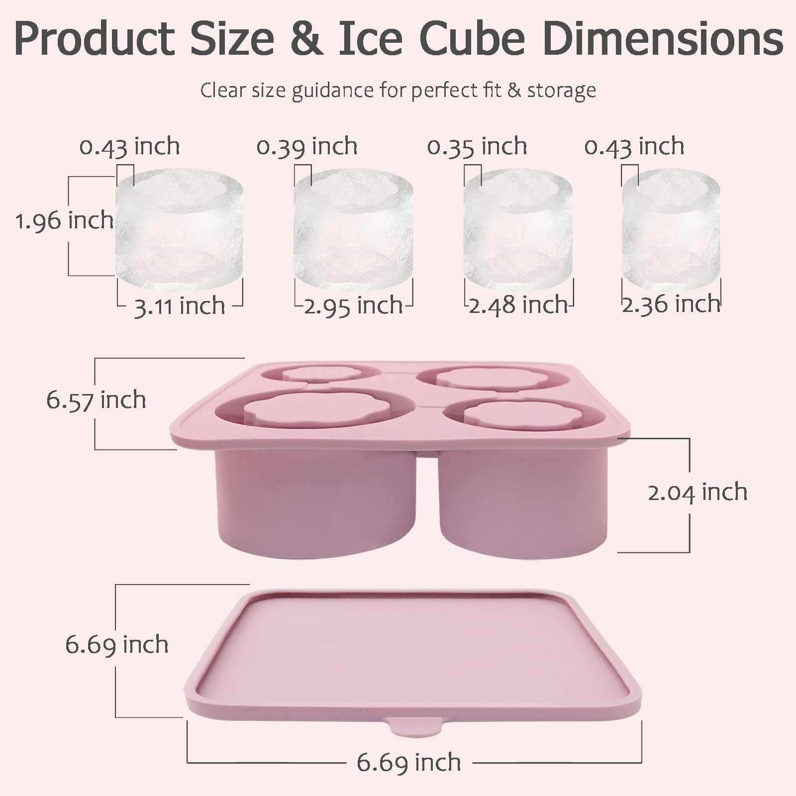Silicone Ice Cube Tray Compatible with Owala FreeSip Sway 30oz 40oz, FreeSip Tumbler 40oz,4 Size Hollow Ice Molds,BPA-Free Food-Grade Ice Mold for Tumbler Bottles & Cocktails(Lilac Bloom)