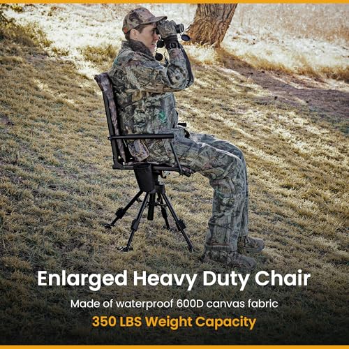 Camo Folding Hunting Blind Chair with 360° Swivel & Adjustable Armrests - Wide Mesh Seat