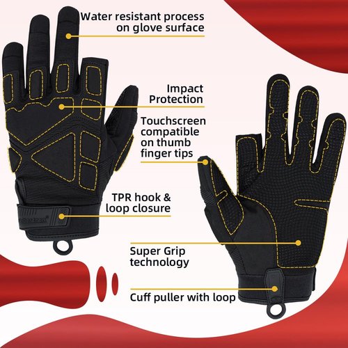 Seibertron S.O.L.A.G-HI 2.0 Half Index Finger Tactical Gloves - Versatile Gloves for Outdoor Activities, Including Cycling, Motorcycle Riding, and Climbing Black L