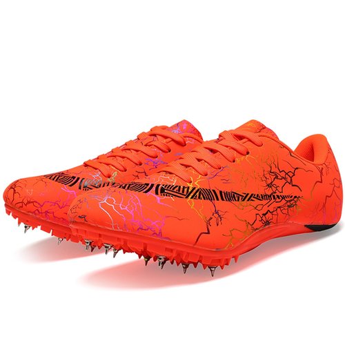 AOLEXWU Track Spike Shoes - Professional 8-Spike Running Spikes for Men Women Sprint Training Competition Orange