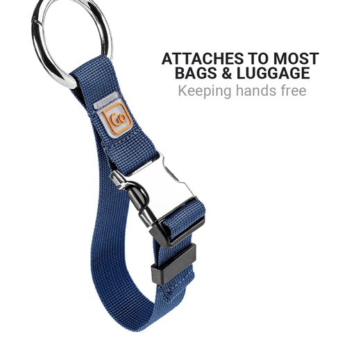 Go Travel Carry Clip, Carabiner Clip for Carrying Jackets, Umbrellas, and Shopping Bags, Easy Attachment to Luggage Bags, Travel Essentials, Blue
