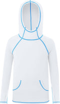 Skiennix Boys Rash Guard Hoodie - Long Sleeve UPF 50+ Swim Shirt with Pocket for UV Protection