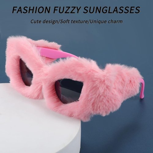 FEISEDY Cat Eye Sunglasses - Plush Fuzzy Velvet Shades for Women | Handmade Party Eyewear B2877