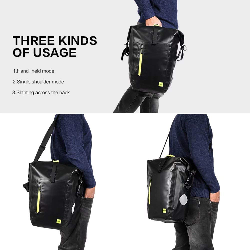 Rhinowalk Bike Pannier Bag 25L Waterproof Laptop Bicycle Rear Rack Bag Storage Saddle Bag Shoulder Bag Backpack