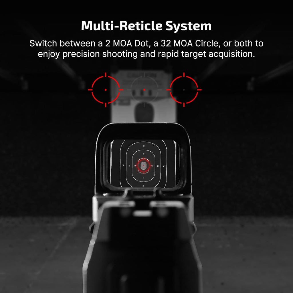 OSIGHT Multi-Reticle Micro Enclosed Sight - 2 MOA Dot & 32 MOA Circle | Parallax-Free Reflex Sights