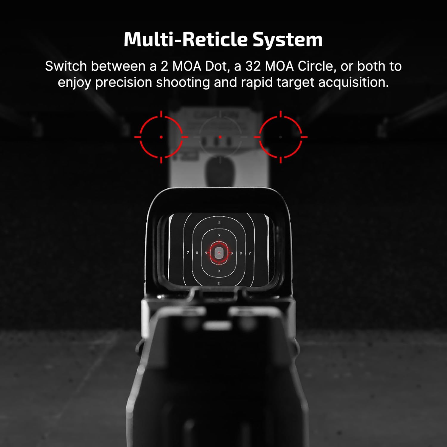 OSIGHT Multi-Reticle Micro Enclosed Sight - 2 MOA Dot & 32 MOA Circle | Parallax-Free Reflex Sights