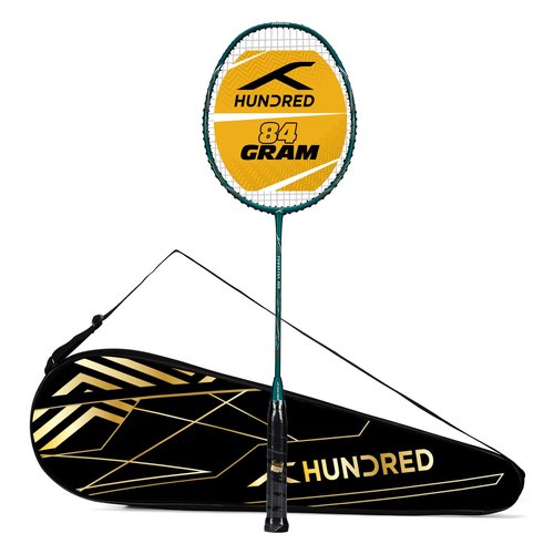 HUNDRED POWERTEK 900 Full Graphite Badminton Racquet with Cover (Emerald) | for Intermediate Player | Weight: 84 Gram | Maximum String Tension: 26lbs