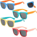 4 Pack Kids Sunglasses, Foldable Toddler Sunglasses Age 2-4 6-8 10-12 Boys Girls, Cute Sun Glasses for Kids(Rectangle)