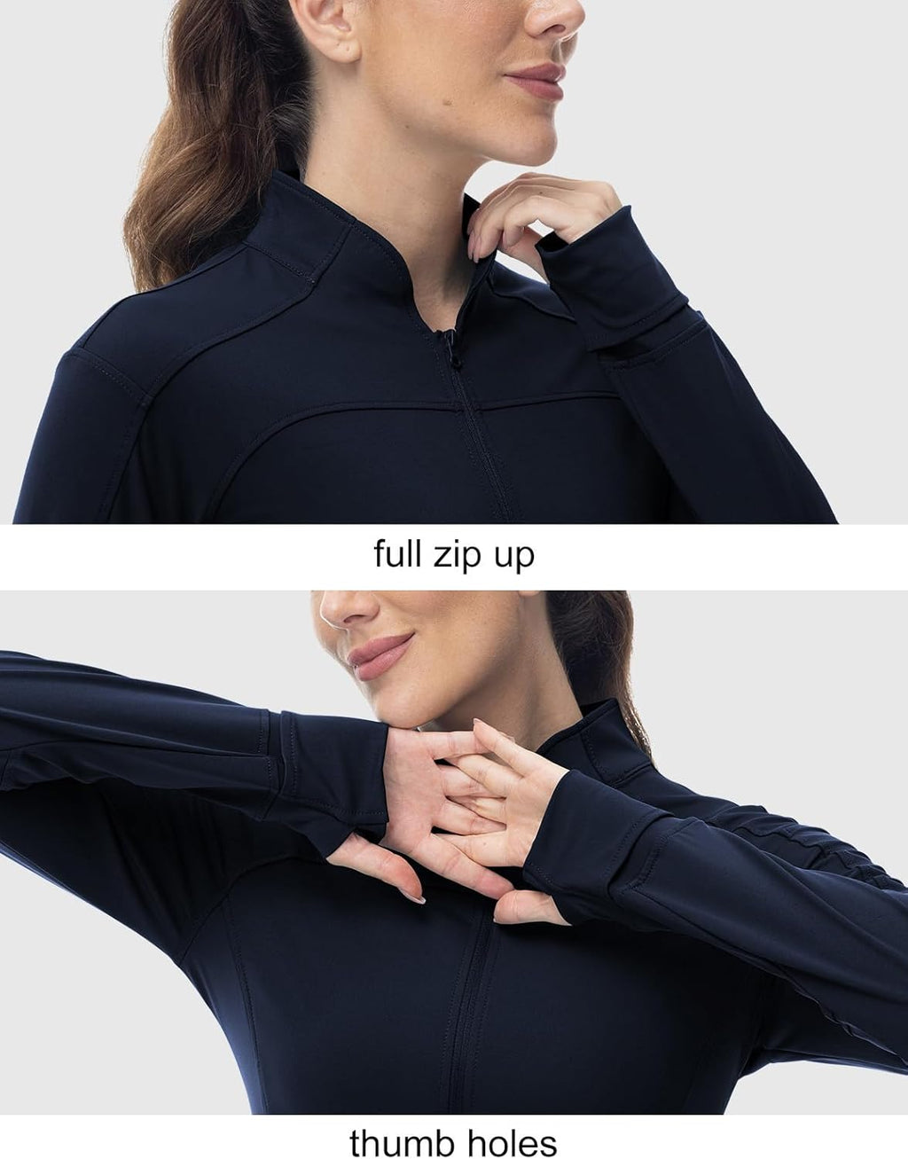 BGOWATU Women's Lightweight Workout Jacket - Zip-Up Athletic Jacket with Thumb Holes for Comfort