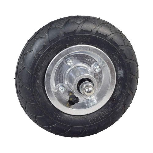 AlveyTech Front Wheel Assembly - Fits Razor Crazy Cart with Drift Bar (Versions 5 and up) Replacement 200x50 Rubber Tire, Inner Tube, Chain Sprocket, Axle, and Rim Parts for Kids Electric Carts