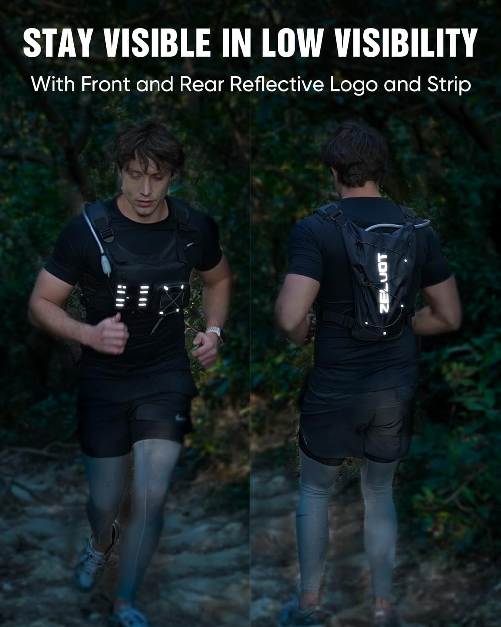 Zelvot Hydration Backpack - Lightweight Running Vest with 2L Water Bladder & Reflective Gear Holder | Ideal for Marathons