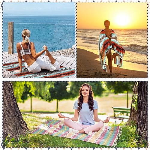 Mexican Yoga Blanket Set - Bright Colors, 9 Pieces, 45x70 Inches