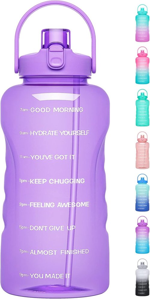 HydroPal 1 Gallon Water Bottle - BPA-Free 128 oz Gym Bottle with Straw & Motivational Time Markers | Large for Fitness & Camping (13.8 x 5.5 Inch)