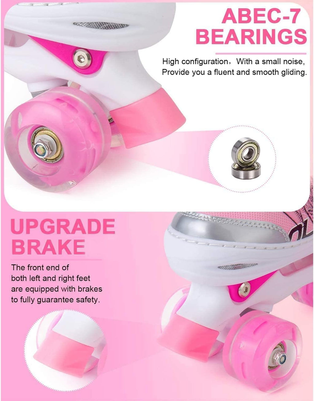 Sowume Adjustable Roller Skates - Illuminating Wheels for Girls & Women | Safe & Fun Design