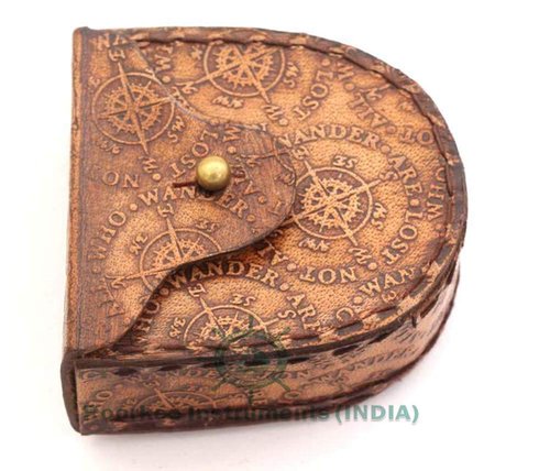 Pocket Brass Compass, Nautical Navy Compass for Camping, Travelling, Hiking, Boating, Gifting Compass for Wedding, Birthday, Anniversary, Valentine’s Day for Loved Ones with Imprinted Leather Case