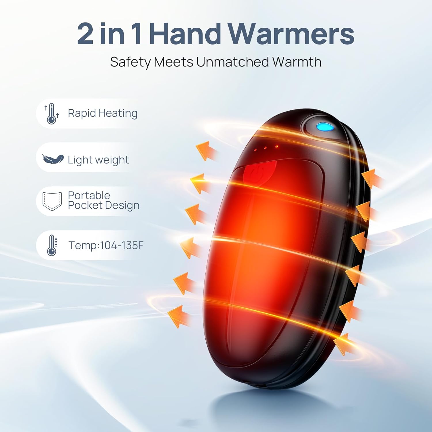 Skiennix Rechargeable Hand Warmers - 20 Hours of Heat | Portable 2-Pack for Outdoor Activities
