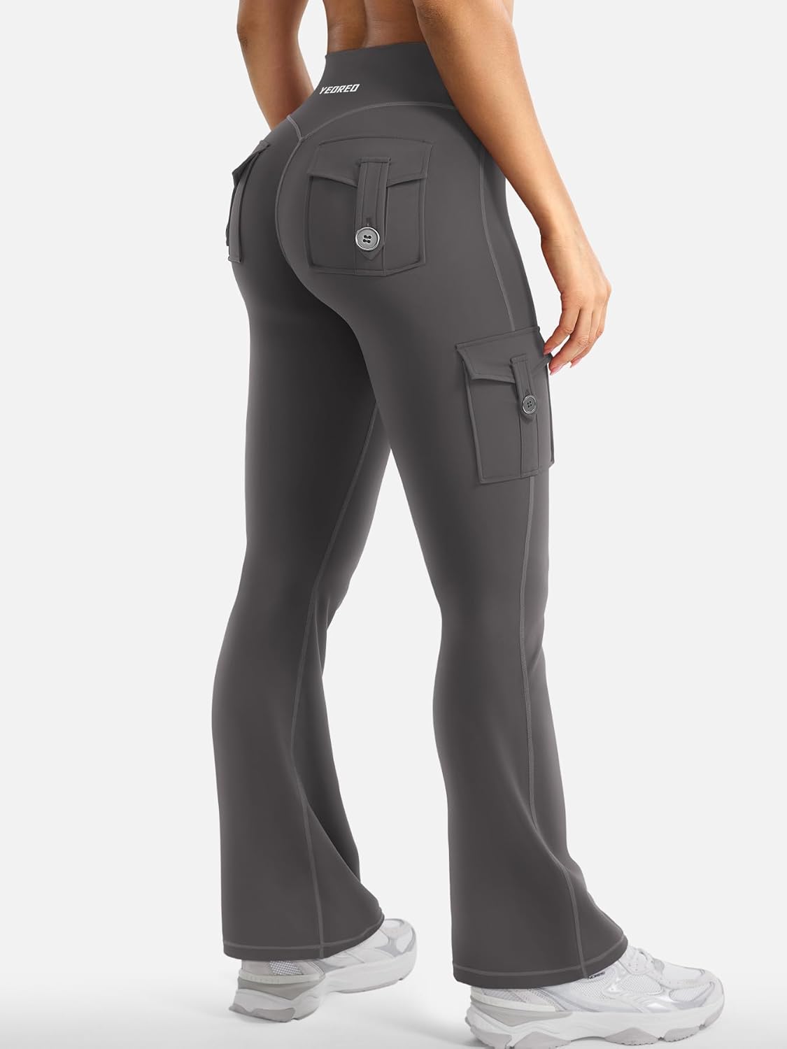 YEOREO CoreFlex Women's High Waisted Flare Leggings - Scrunch Design with Hidden Pockets | Gym & Yoga