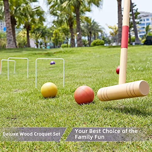 32-Inch Regulation Croquet Set with Wooden Mallets for Outdoor Lawn Game - 6 Players