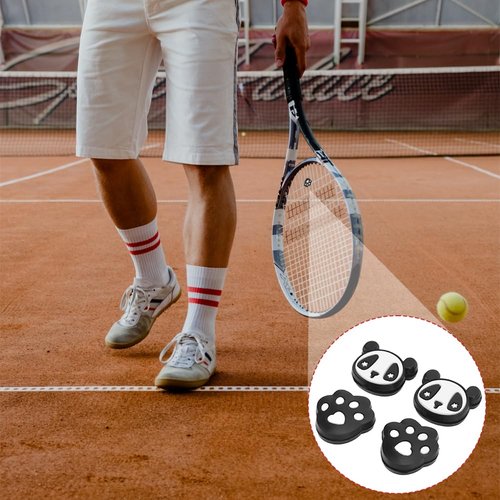 Lwuey Tennis Racket Dampeners, Cartoon Vibrations Dampener Cute Animals Pattern Fun Shocking Absorbers Sports Ball Racquet Take Silica Gel Accessories for Absorber Outdoor 4PCS(Panda Bear Claw)