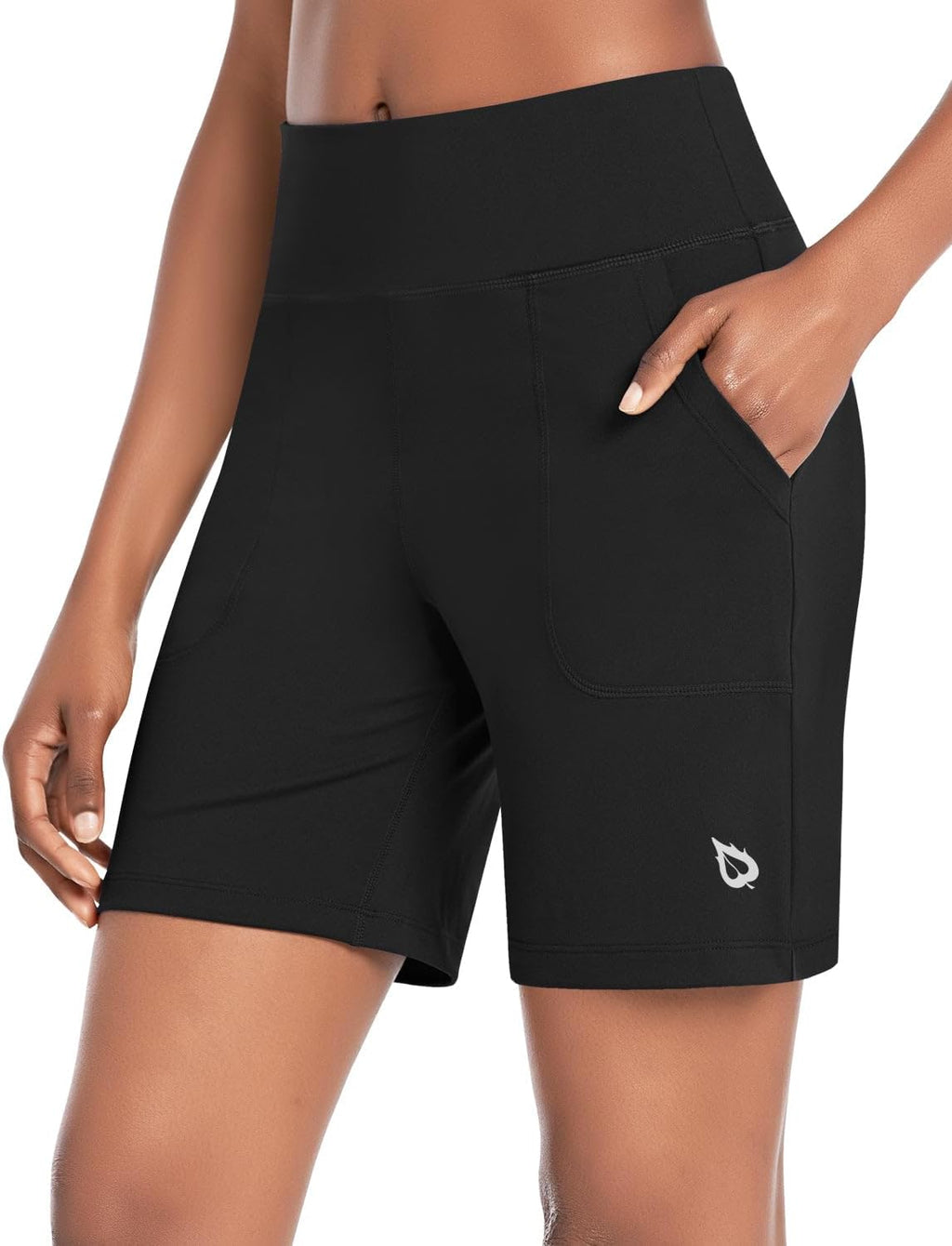 Baleaf Bermuda Shorts for Women - High Waisted 7'' Athletic Running Shorts with 3 Pockets