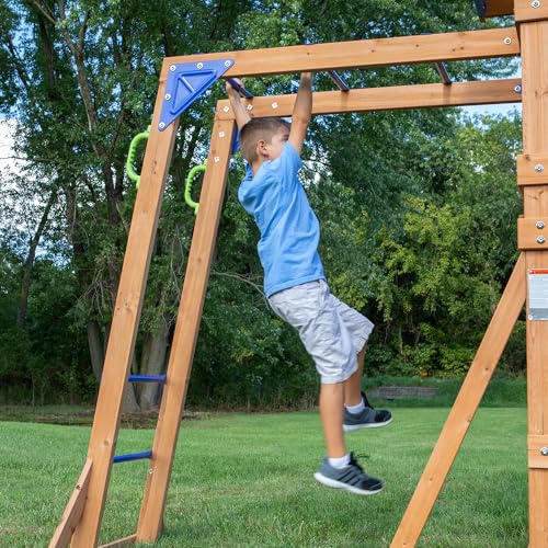 Backyard Discovery Large Multicolor Cedar Wood Beach Front Swing Set with Slide & Play Area