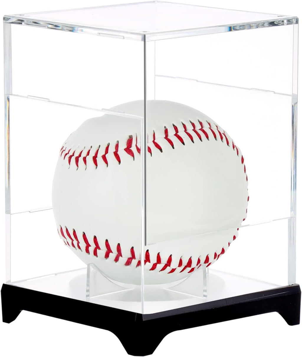 Skiennix Baseball Display Case - UV Protected Acrylic Boxes for 4 Baseballs with Base
