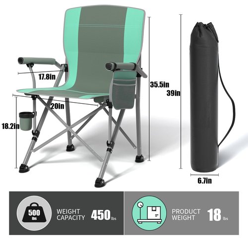Oversized Camping Chair for Adults Heavy Duty,Heavy Duty Lawn Chair with Side Pockets,Outdoor Camping, Fishing, Beach,Hiking Foldable Camping Chair (2, Grey Light Blue, X-Large)