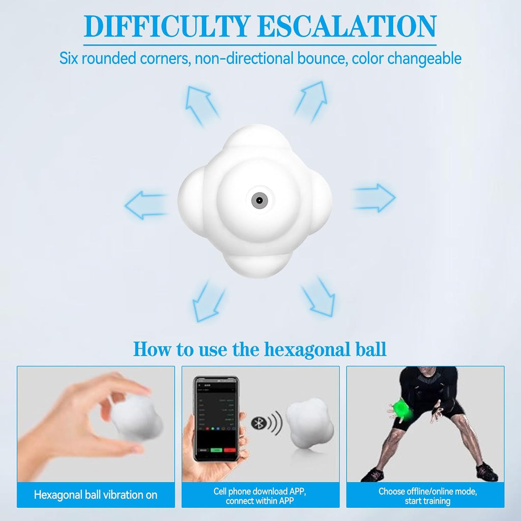 Smart Reaction Ball - Reflex Training Tool with Color-Changing Lights | Rechargeable Silicone Design