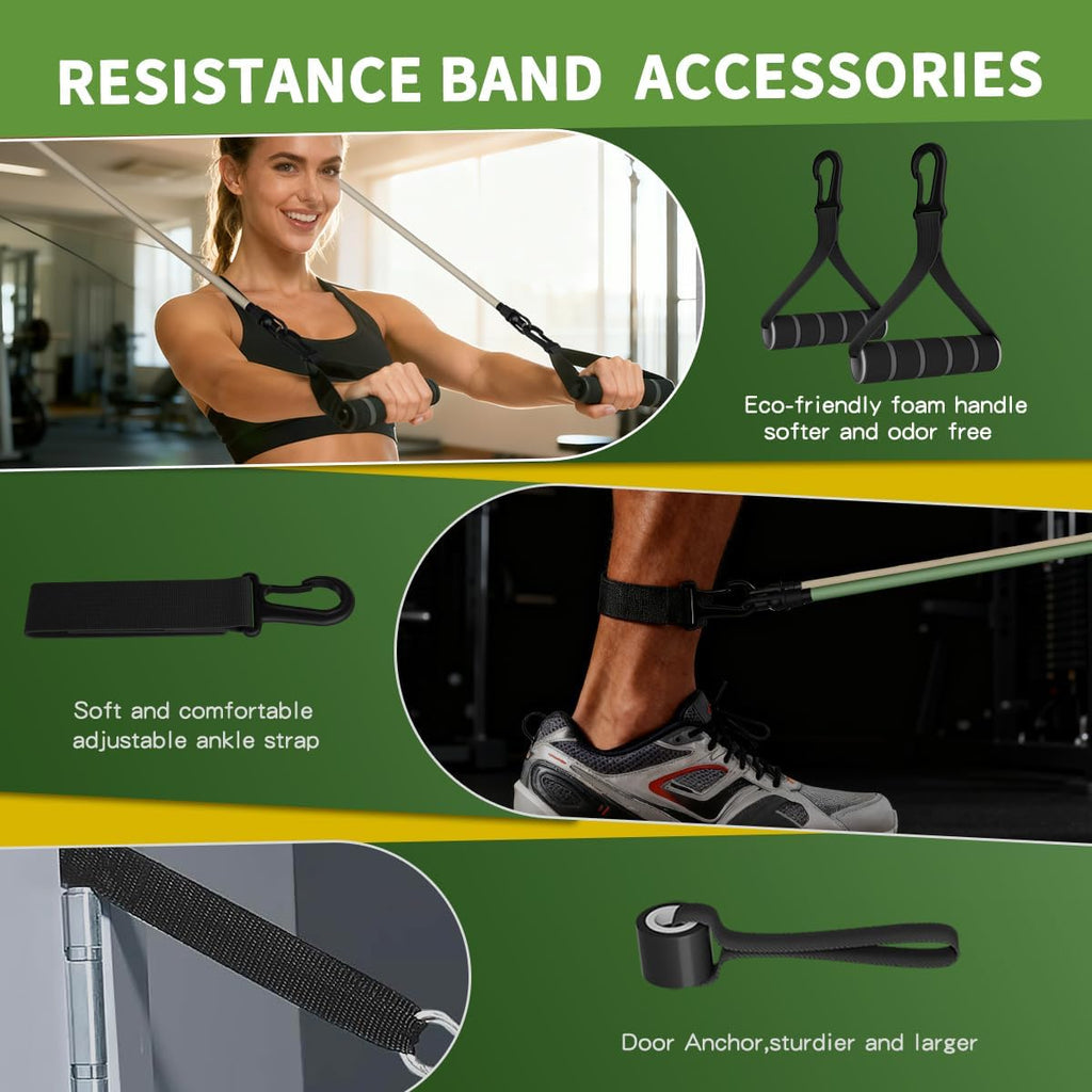 WHATAFIT Resistance Bands Set - Versatile Exercise Bands for Home Gym | Includes Handles, Door Anchor & Ankle Straps