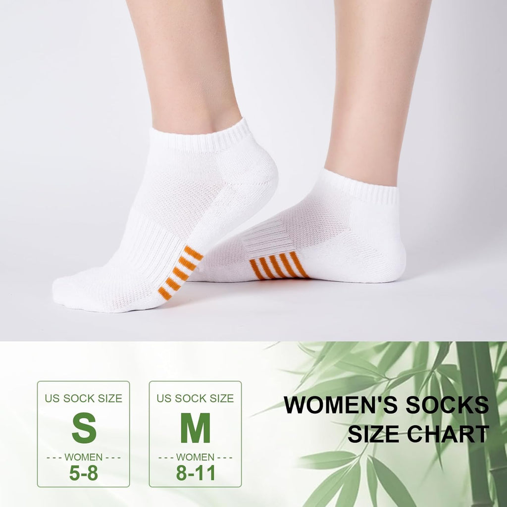 Skiennix Ankle Socks for Women - 6 Pairs Bamboo Viscose, Breathable & Cushioned, Low Cut Athletic Socks