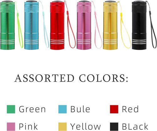 Hilngav 6 Pack Mini Flashlight Bulk, Small Aluminum LED Powerful Handheld Flash Light with Batteries Lanyard High Lumens Flashlights for Night Reading Christmas Gifts Stocking Stuffers Camping