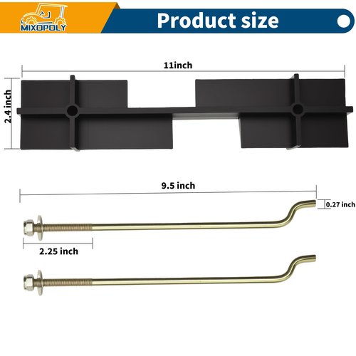 Mixopoly Golf Cart Battery Hold Down Plate with Rods Kit Fits EZGO TXT & RXV 1994-up Electric Models (Six Batteries, 2 * 3 Arrangement), OEM # 70045-G01, 612867, 01101-G01