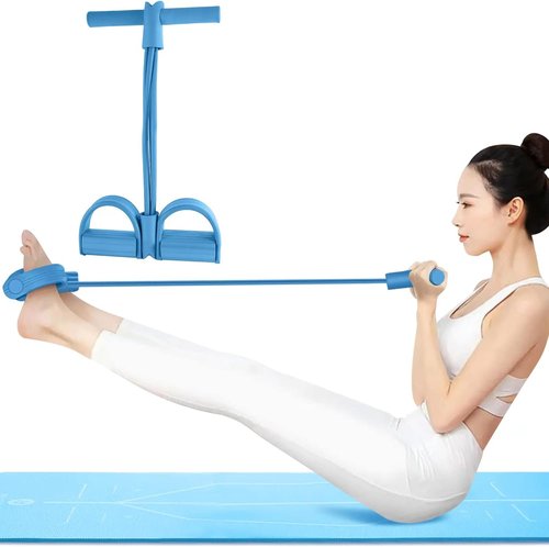Multi-Function Tension Rope | 4 Tube Resistance Bands with Handles - Home Gym Sit Up Trainer for Men & Women