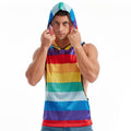 Rainbow X-Large Men’s Sleeveless Hooded Mesh Shirt for Gym & Pride