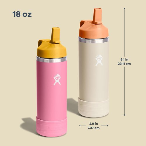 Hydro Flask Kids Water Bottle - Insulated Stainless Steel with Straw Cap | 18 Oz in Dahlia