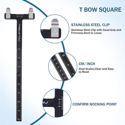 Archery Bow String Nocking Points Set - Includes T-Shaped Ruler & 6 Bowstring Sets for Recurve & Compound Bows